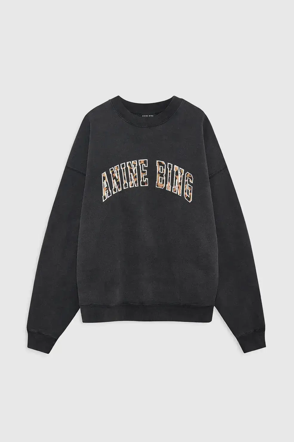 Miles Oversized Sweatshirt in Washed Black and Leopard - Image 4