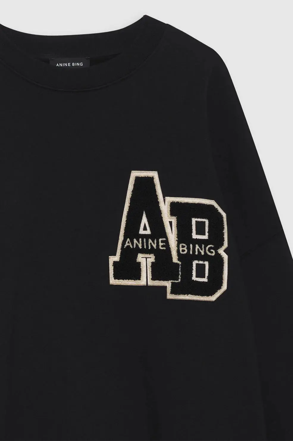 Miles Oversized Sweatshirt Letterman in Black - Image 4